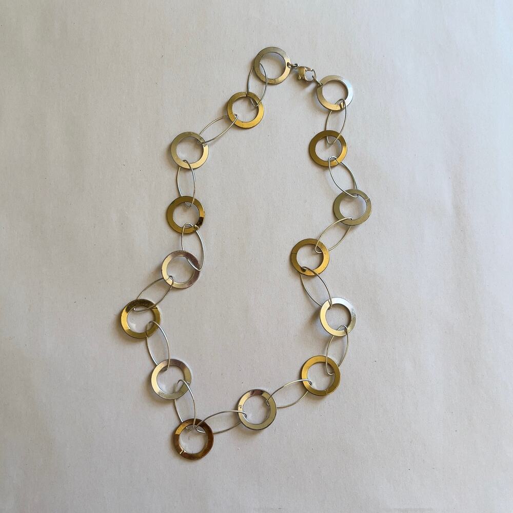 Vintage Y2K Silver and Gold Tone Link Chain Necklace